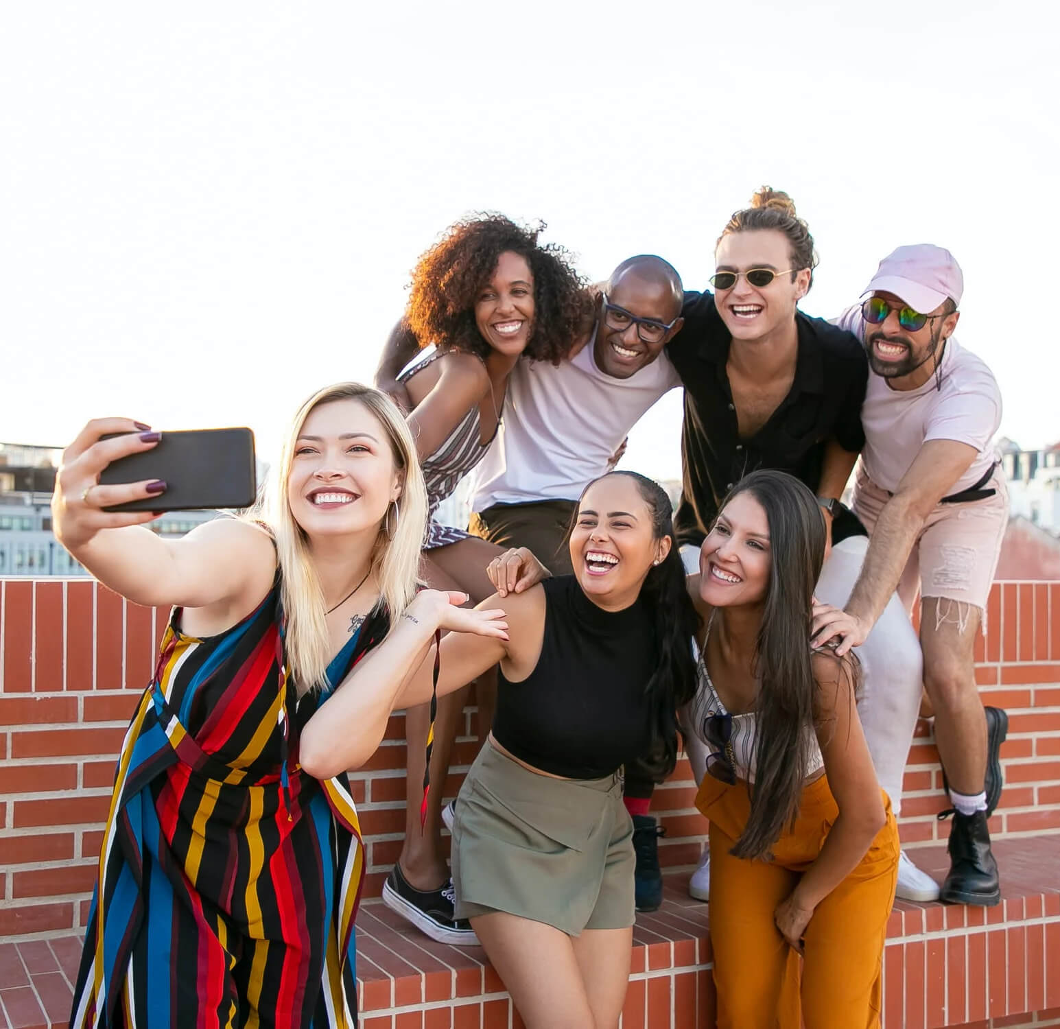 a group of people posing for a photo