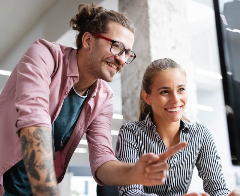 a man and woman smiling